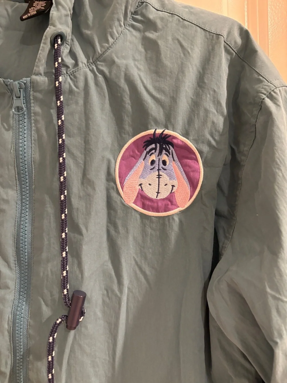 Euc Disney Eeyore Colorblock Hooded Windbreaker Jacket Teal Purple Size S
